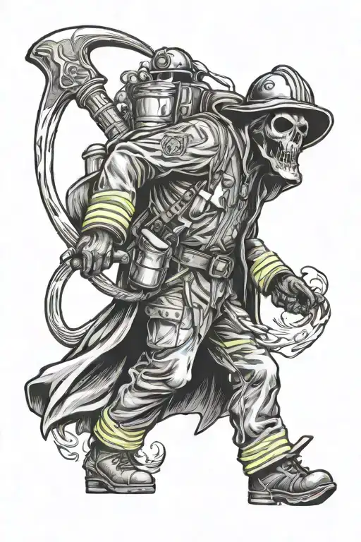 Firefighter With Grim Reaper