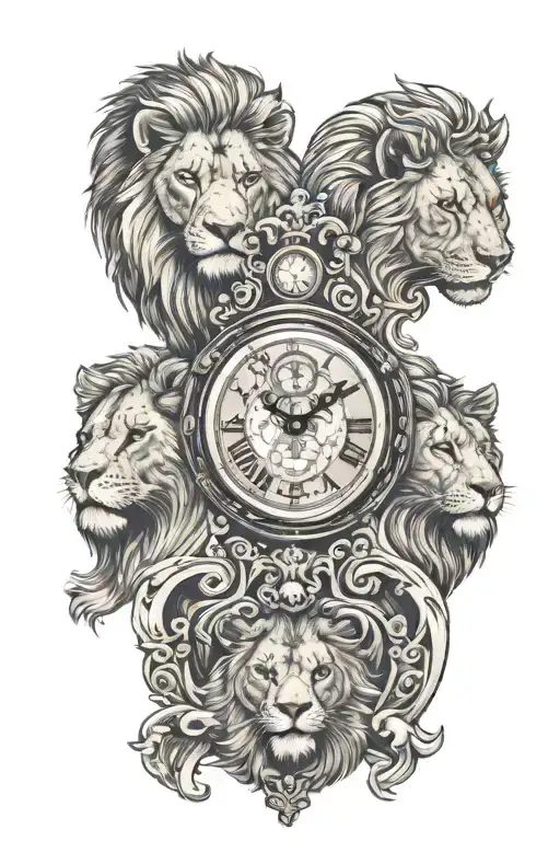 Family Lions Clock Face