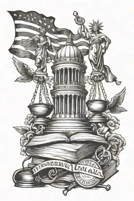 American Legal System Law School-themed Black And White