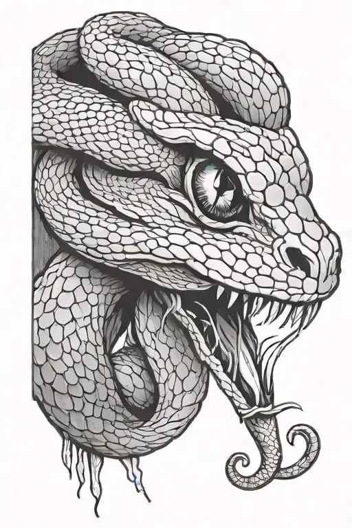 Snake Wrapped Around Eye Hissing