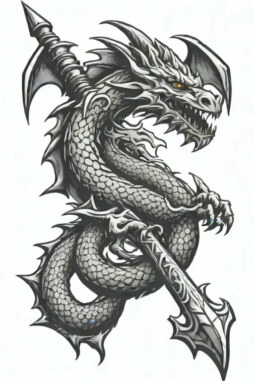 Dragon Spear Piercing Emblem Tattoo