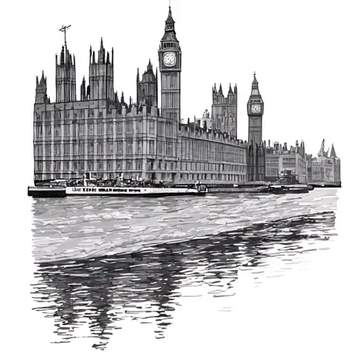 Small London Sky Line In Memory Of My London Marathon - Make It Single Line Drawing Straight