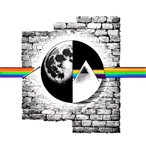 Pink Floyd Brick Wall And Moon And Prism Merged Together