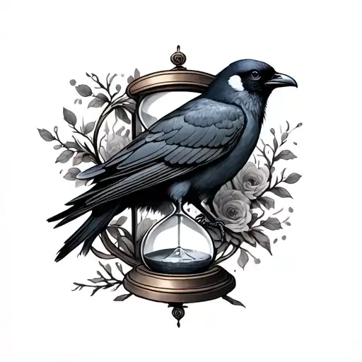 Hourglass With Crows