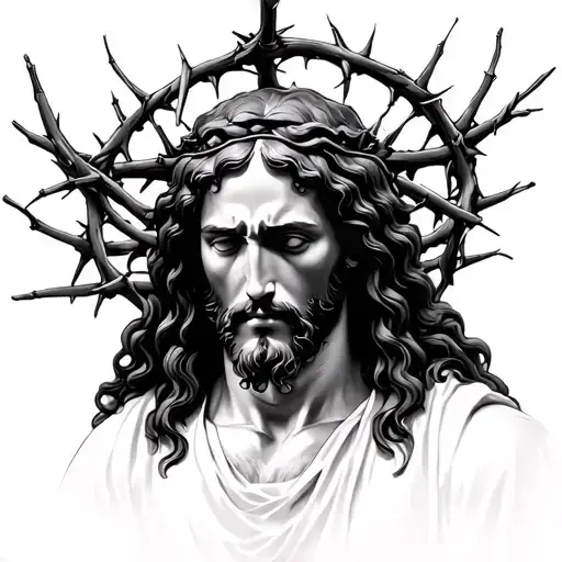 Jesus Crown Of Thorn Looking Down On People Posing