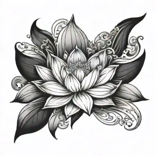 Wrist Band Lotus Tattoo Black And White