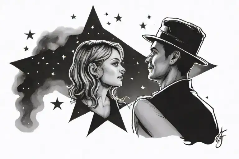 Dad And Adult Daughter Under The Stars Shining Bright