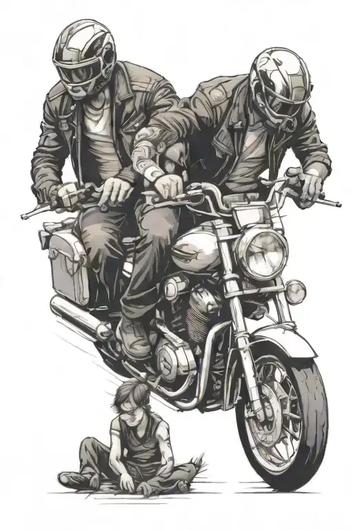 Father Daughter Matching Tattoo Motorcycle