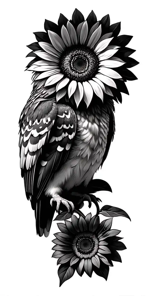 Sun Flowers Sunflower Owl