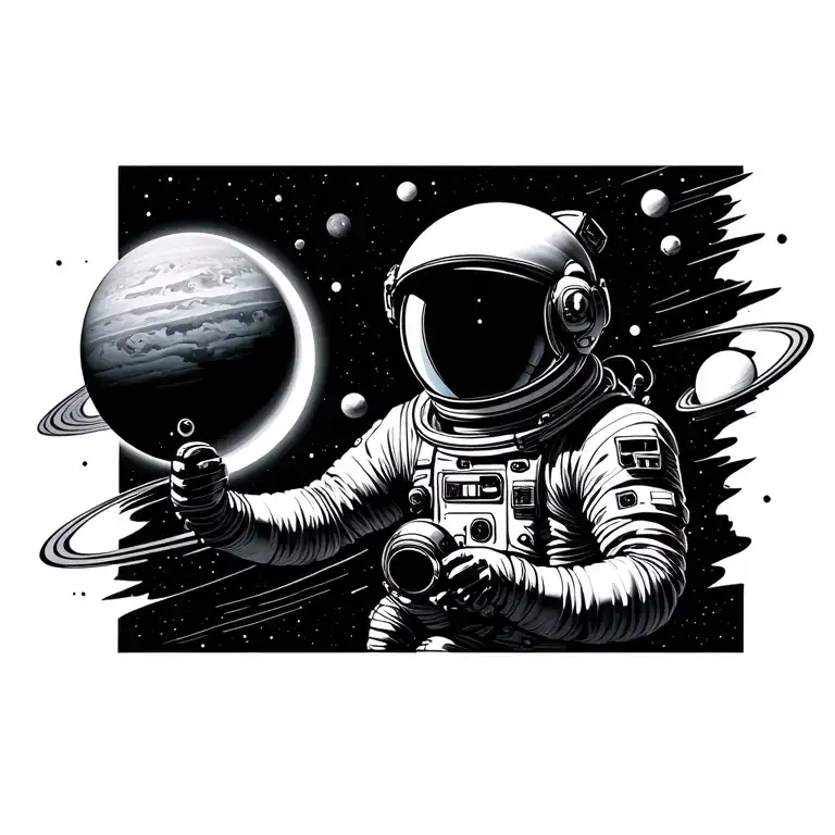 Space Planets And Astronaut