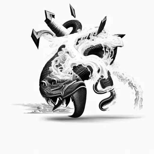 A Black Serpent Getting Its Head Crushed By A Man's