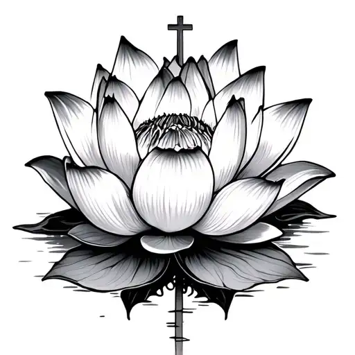 Lotus Flower With A Cross