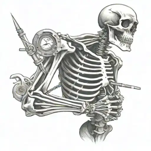 Skeleton Shooting Up With Syringe