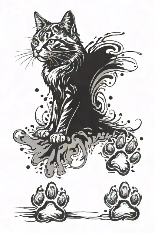 Cat Paw Prints Surrounded