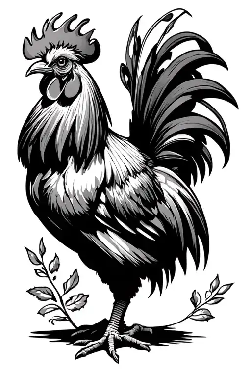 Mexican Rooster With Out Crest Fighting Stance