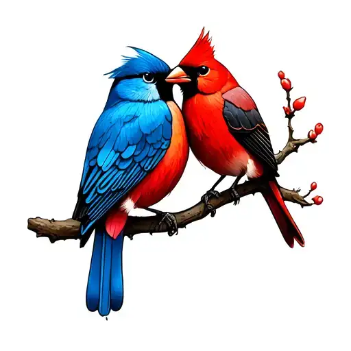 Tattoo Blue Bird And Red Bird Small