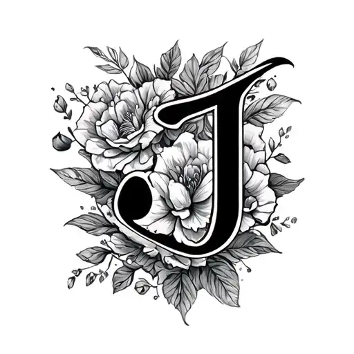 Letter J Written In Elegant Script