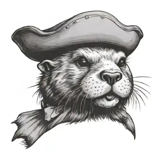 Portrait Of An Anthropomorphic Sea Otter As A Pirat With Hat An Scarf