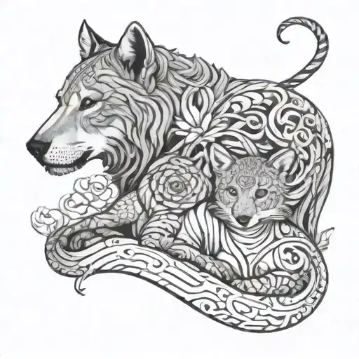 Mother Son Animals Intertwine