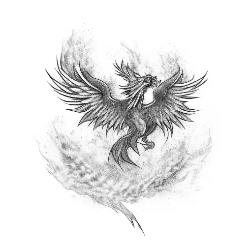 Phoenix On Fire Rising From Ashes