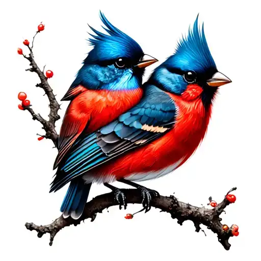 Tattoo Blue Bird And Red Bird Very Small And Light