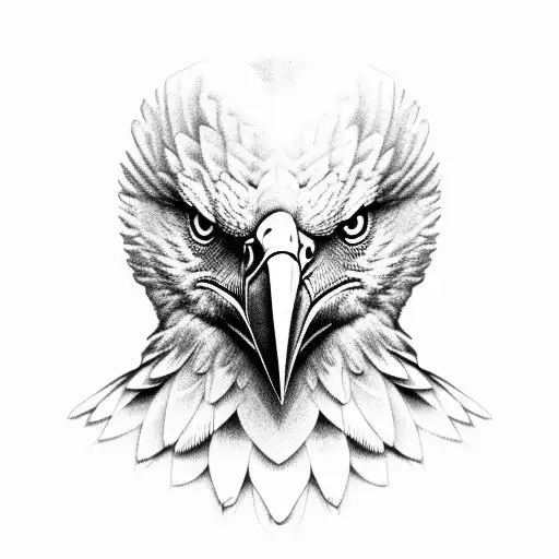 A Realistic Black-grey Portrait Of An Eagle Perched On A Soldier's Helmet