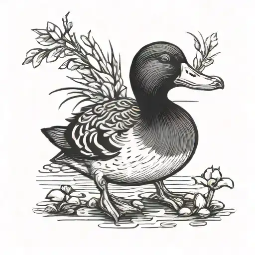 Duck With A Pinto Bean Friend