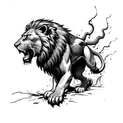 Lion Tearing Through Flesh