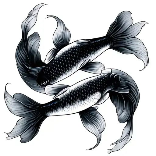 Two Koi Fish Swimming Same Direction