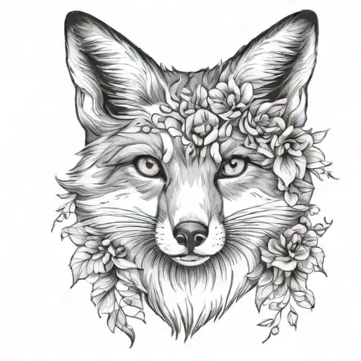 Delicate Female Fox Face Tattoo No Flowers