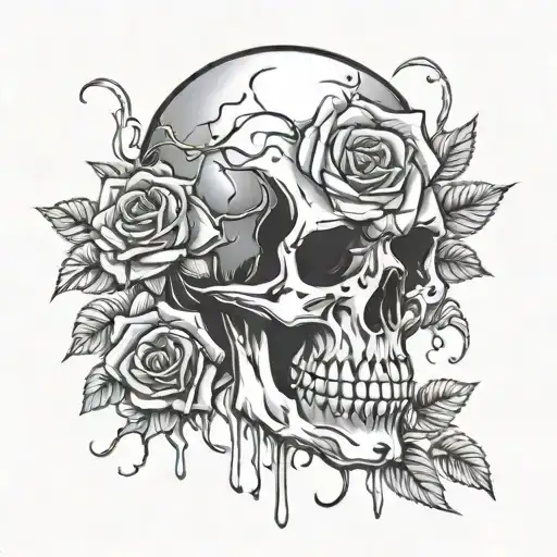 Skull And Roses Driping