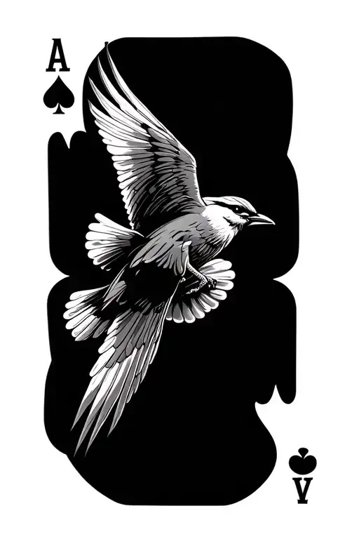 Poker Card Bird Flying