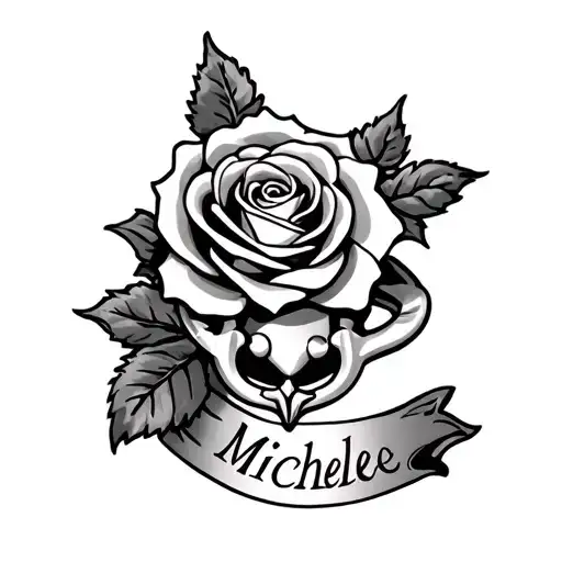 Irish Rose Tattoo With Claddagh And Name Michele