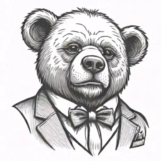 A Teddy Bear In A Suit X Eye Looking X Ears Looking Shutted Mouth