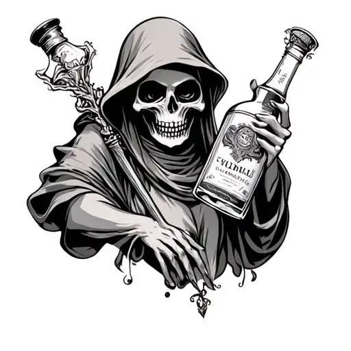 Sexy Grim Reaper Holding Liquor