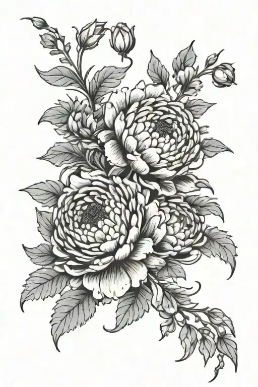 Chrysanthemum & Peony Vine