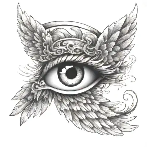 Angel Wings With Eye Inside Surrounded
