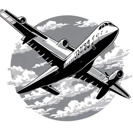 Simple Outline Of Airplane Flying In The Sky