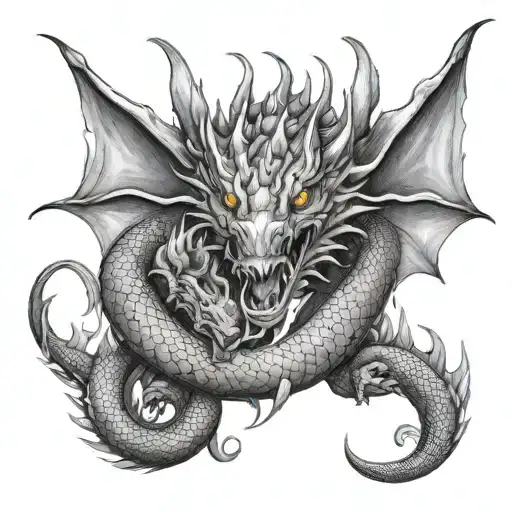 Dragon With 3 Baby Dragon Breathing Fire