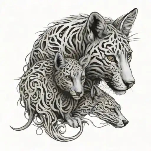 Mother Son Animals Intertwine