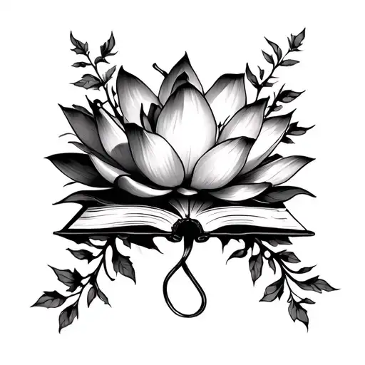 Lotus Flower With Book And Vines