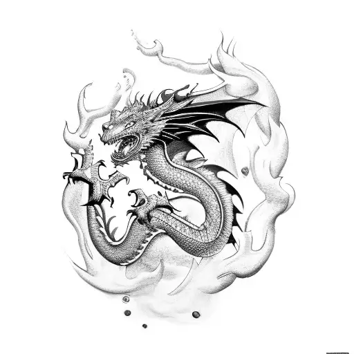 Dragon With Splashs Of Red