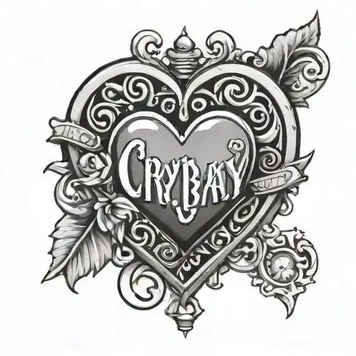 Open Heart Locket With The Word Crybaby In Old English Font