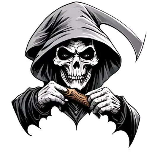 Dark Face Grim Reaper Holding A Scythe