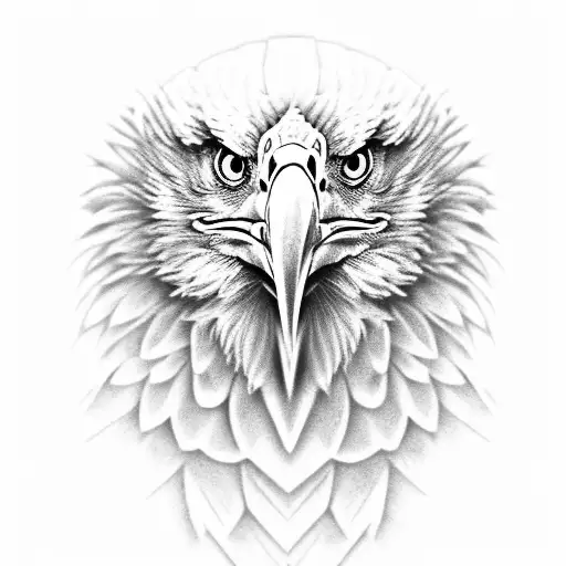 A Realistic Black-grey Portrait Of An Eagle Perched On A Soldier's Helmet