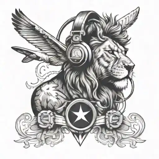 Plane With A Lion Wearing Headphones