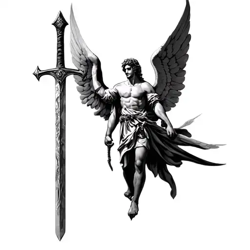 Tattoo Of The Archangel Michael With A Sword On The Hand 25Cm