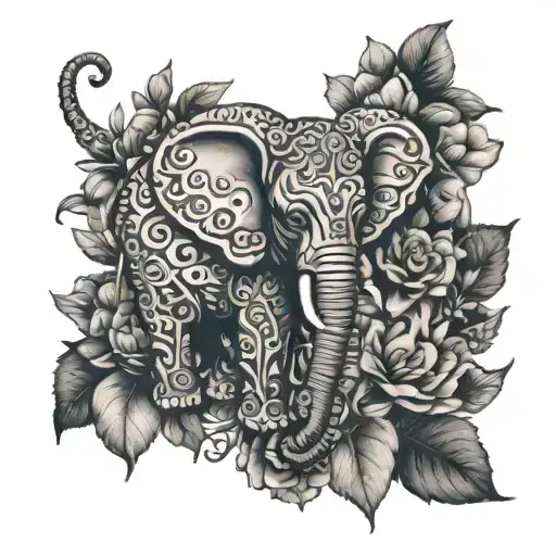 Small Elephant Flowers Wine Glass