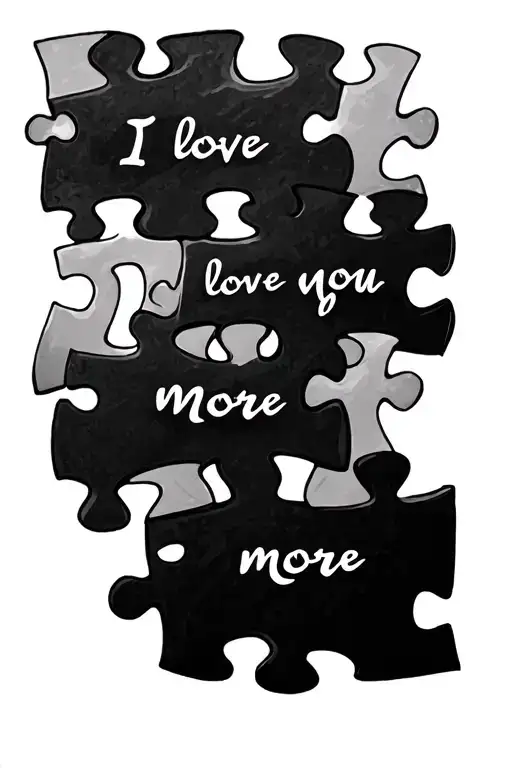 Multiple Separate Puzzle Pieces Saying I Love You More