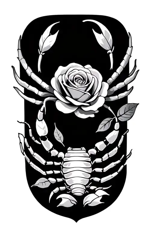 Fineline Design Incorporating Scorpion With A Rose
